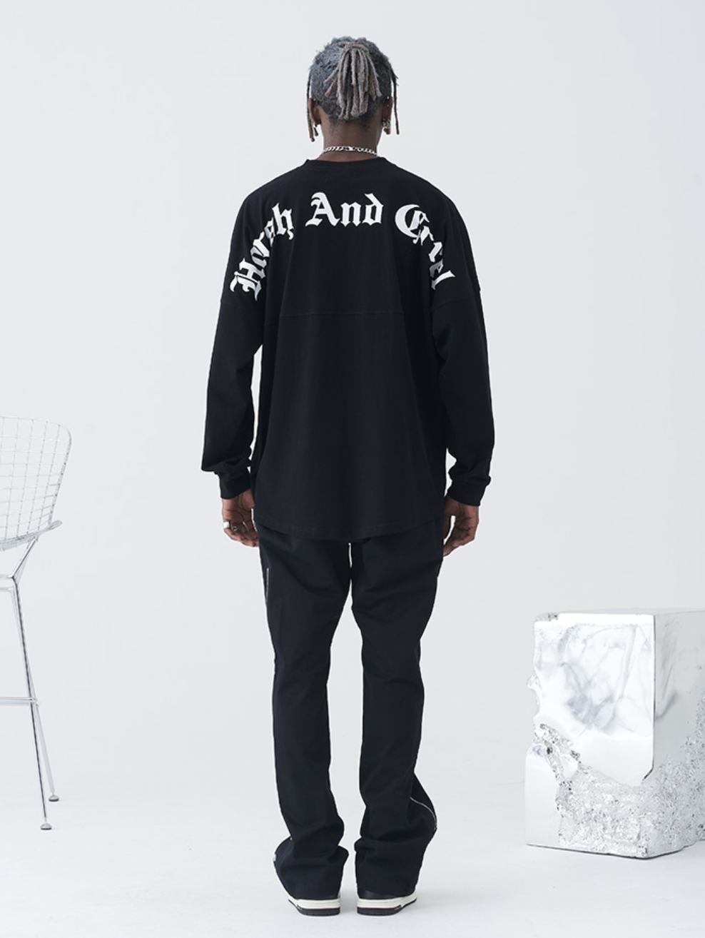 Harsh and Cruel Gothic Word LOGO Long Sleeved Tee