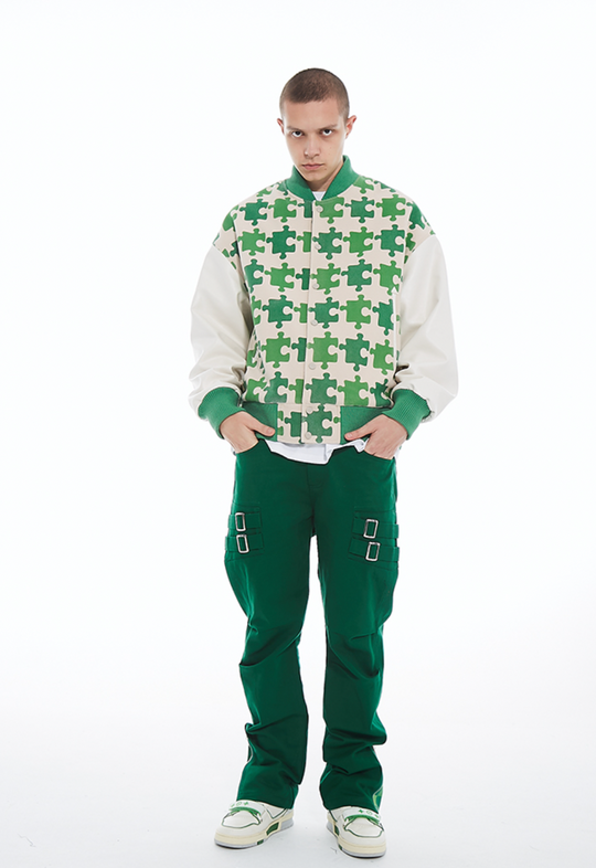 YADcrew Full Print Puzzle Varsity Jacket