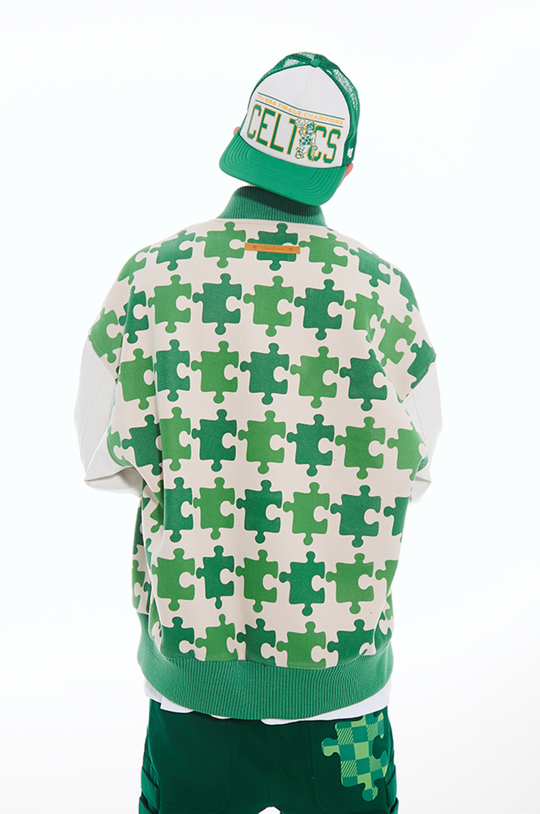 YADcrew Full Print Puzzle Varsity Jacket