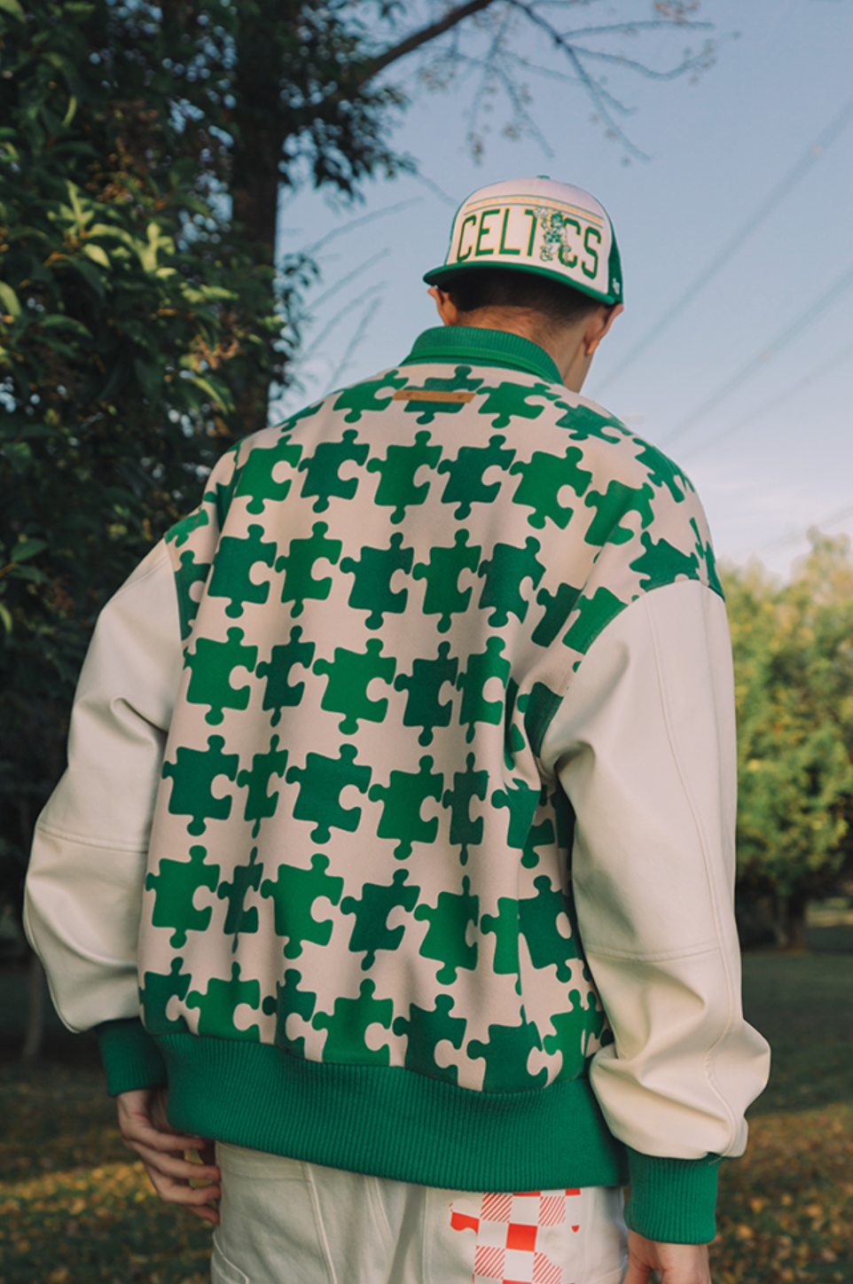 YADcrew Full Print Puzzle Varsity Jacket