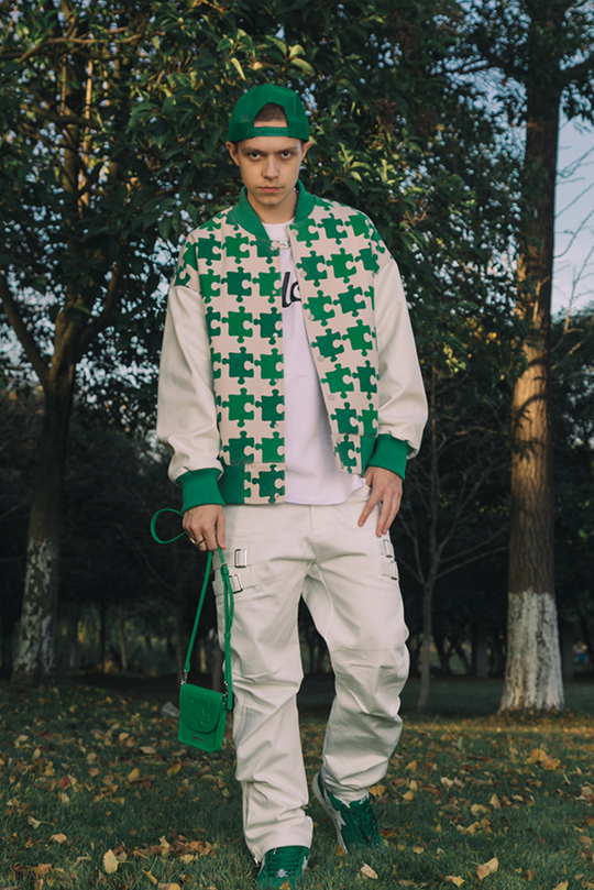 YADcrew Full Print Puzzle Varsity Jacket