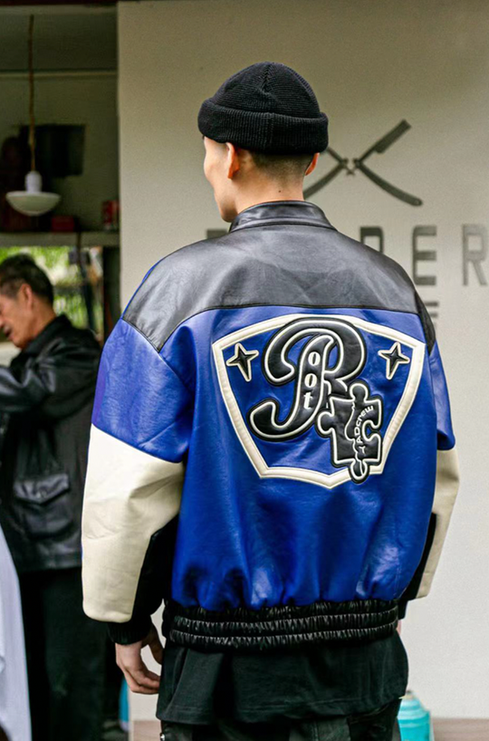 YADcrew X ROOT Stitching Puzzle Leather Motorcycle Jacket