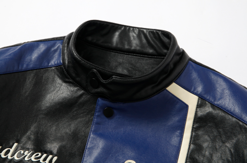 YADcrew X ROOT Stitching Puzzle Leather Motorcycle Jacket