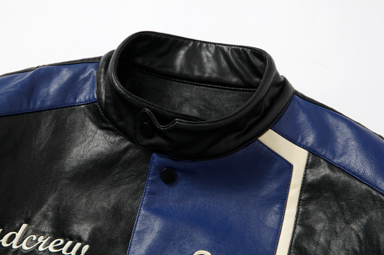 YADcrew X ROOT Stitching Puzzle Leather Motorcycle Jacket