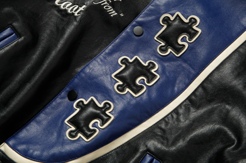 YADcrew X ROOT Stitching Puzzle Leather Motorcycle Jacket