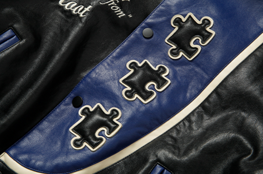 YADcrew X ROOT Stitching Puzzle Leather Motorcycle Jacket