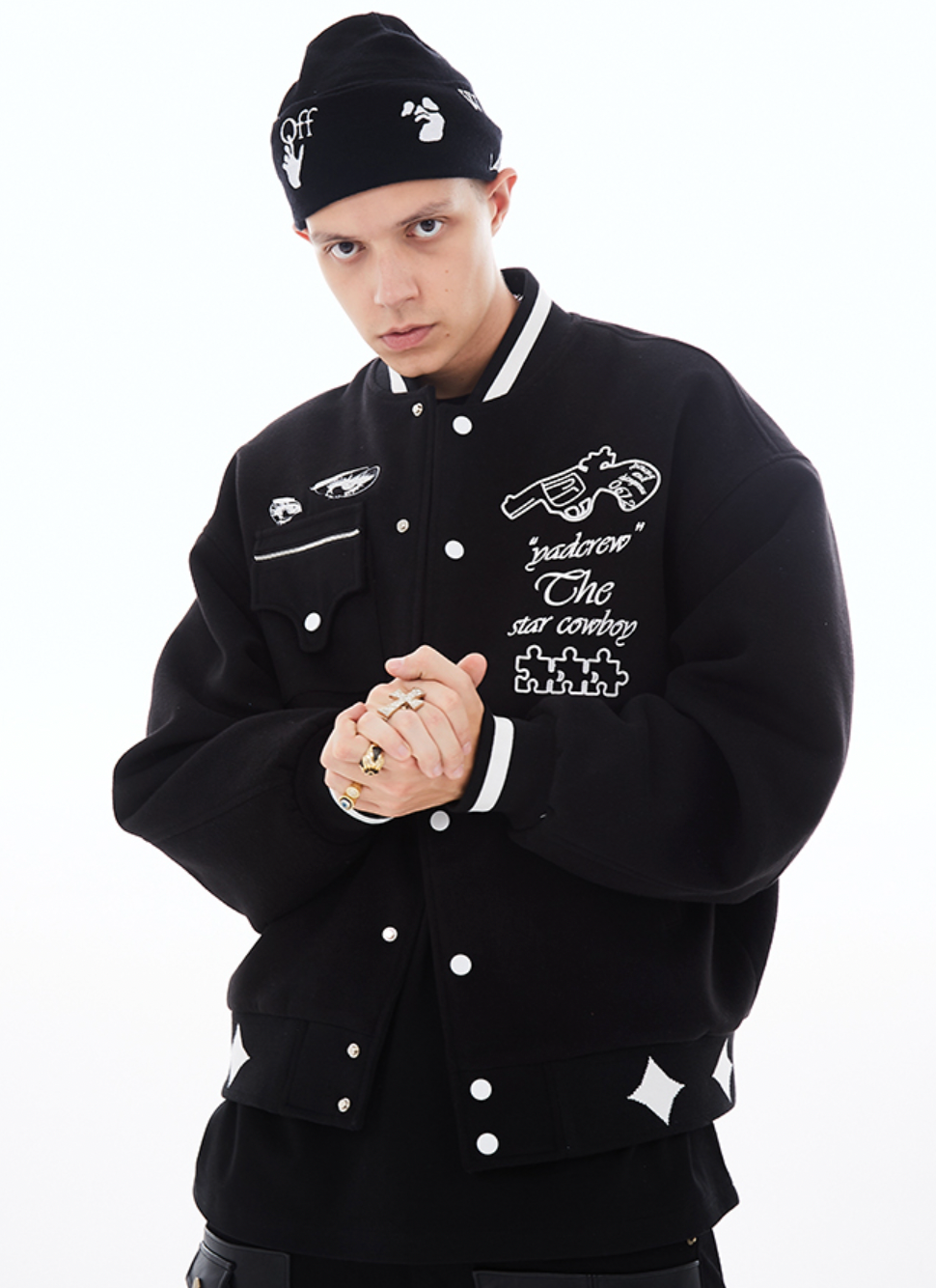 YADcrew Interstellar Embroidery Baseball Jacket