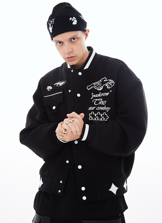 YADcrew Interstellar Embroidery Baseball Jacket