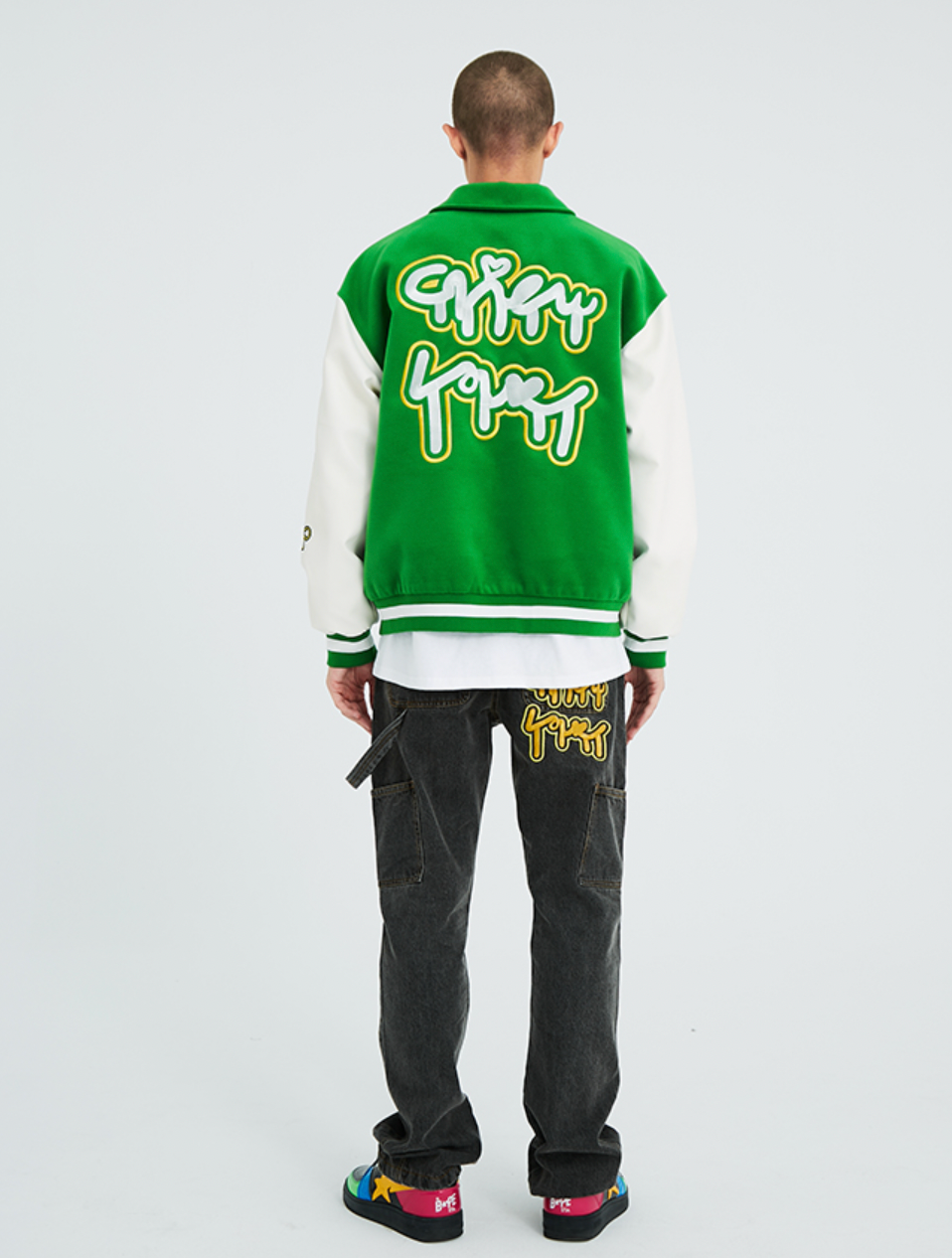 YADcrew Puzzle Embroidered Baseball Jacket