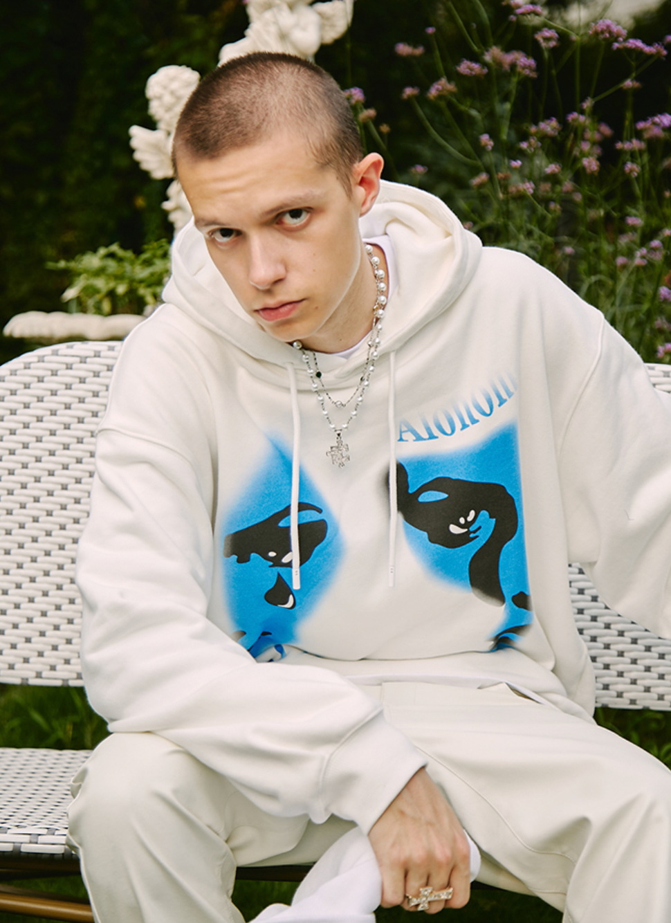 YADcrew Abstract Face Print Hoodie