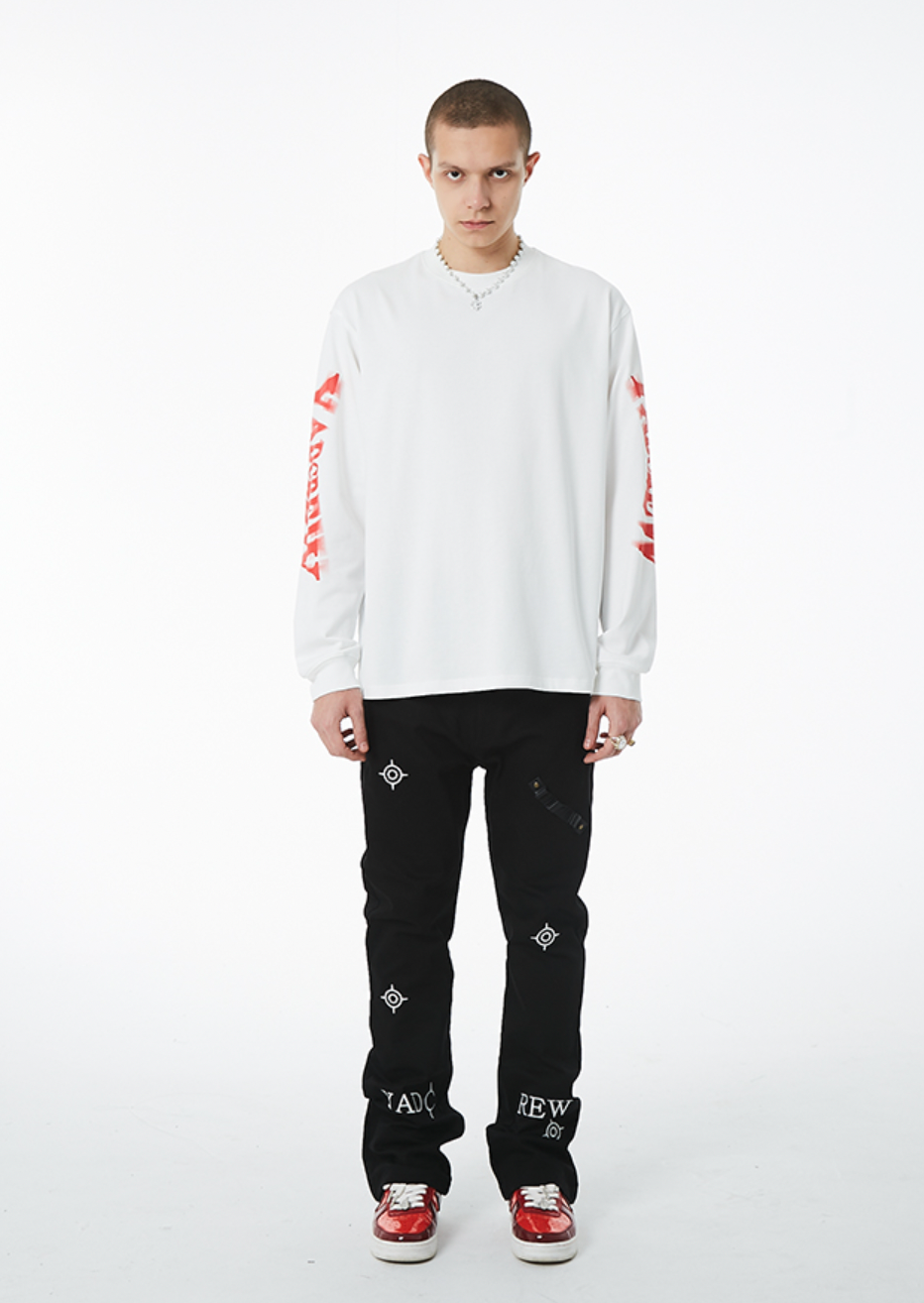 YADcrew Phantom Font Printing Logo Long Sleeved Tee