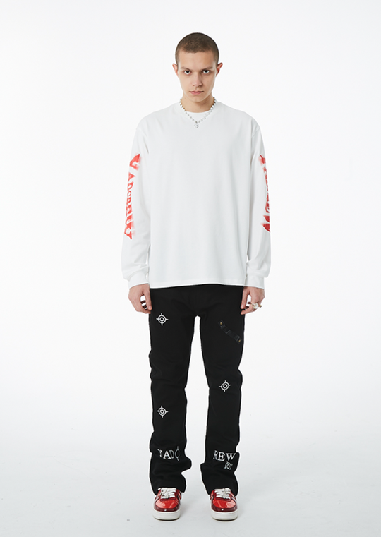 YADcrew Phantom Font Printing Logo Long Sleeved Tee