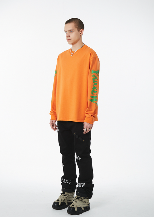 YADcrew Phantom Font Printing Logo Long Sleeved Tee