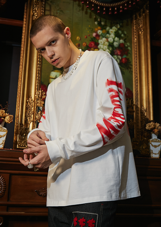 YADcrew Phantom Font Printing Logo Long Sleeved Tee