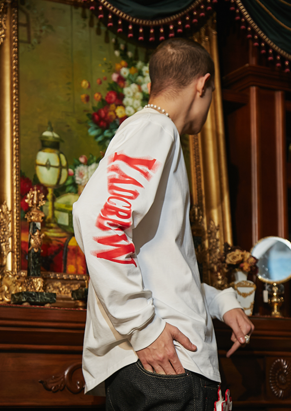 YADcrew Phantom Font Printing Logo Long Sleeved Tee