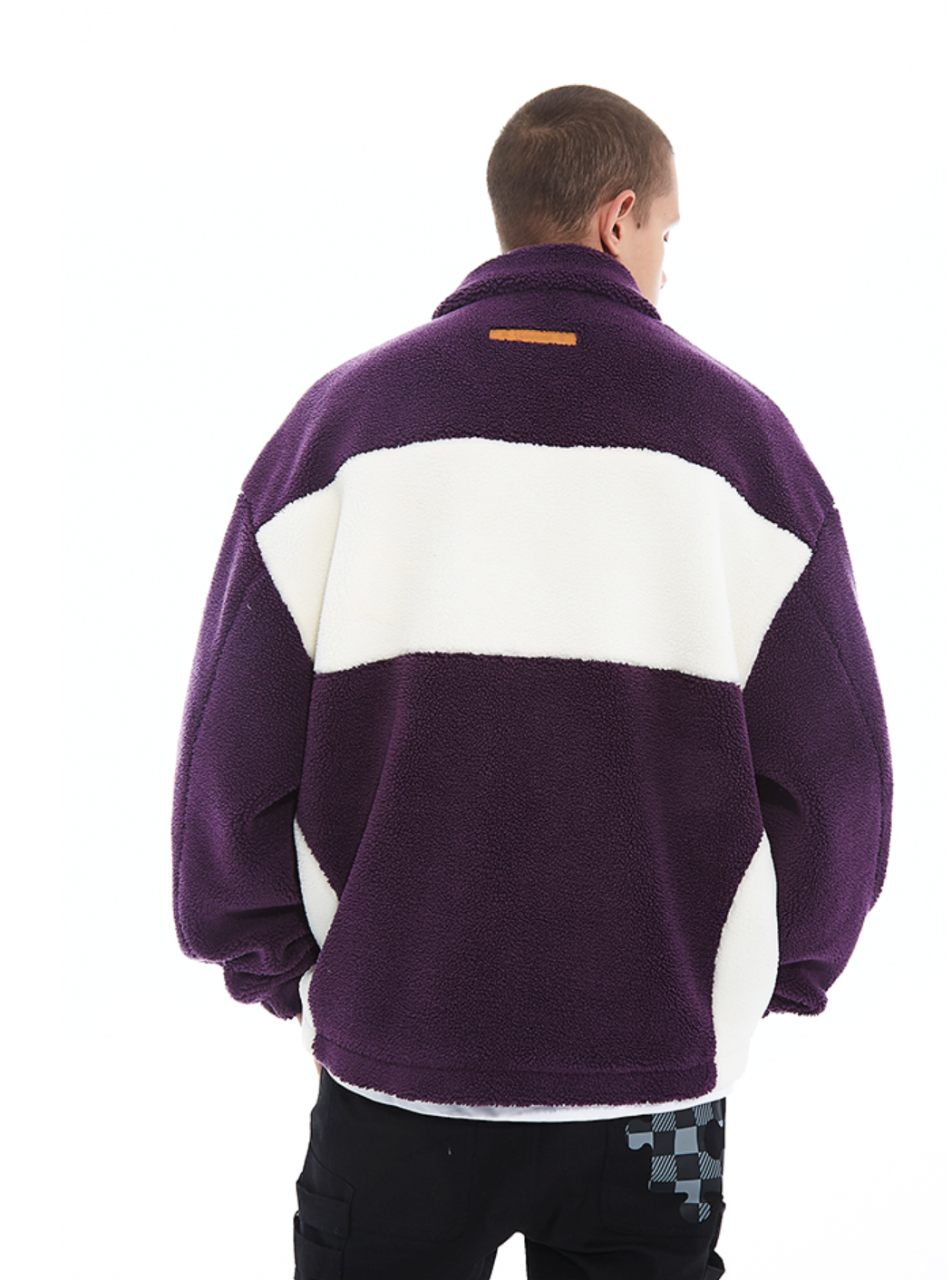 YADcrew Logo Lapel Sherpa Fleece Jacket