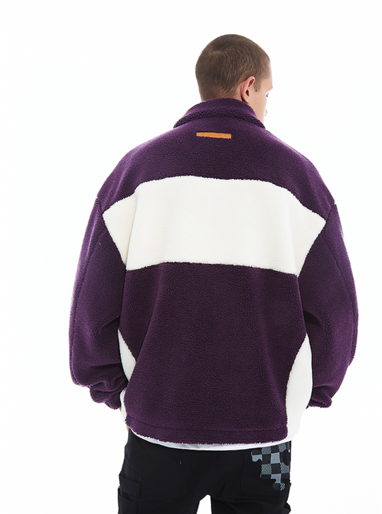 YADcrew Logo Lapel Sherpa Fleece Jacket