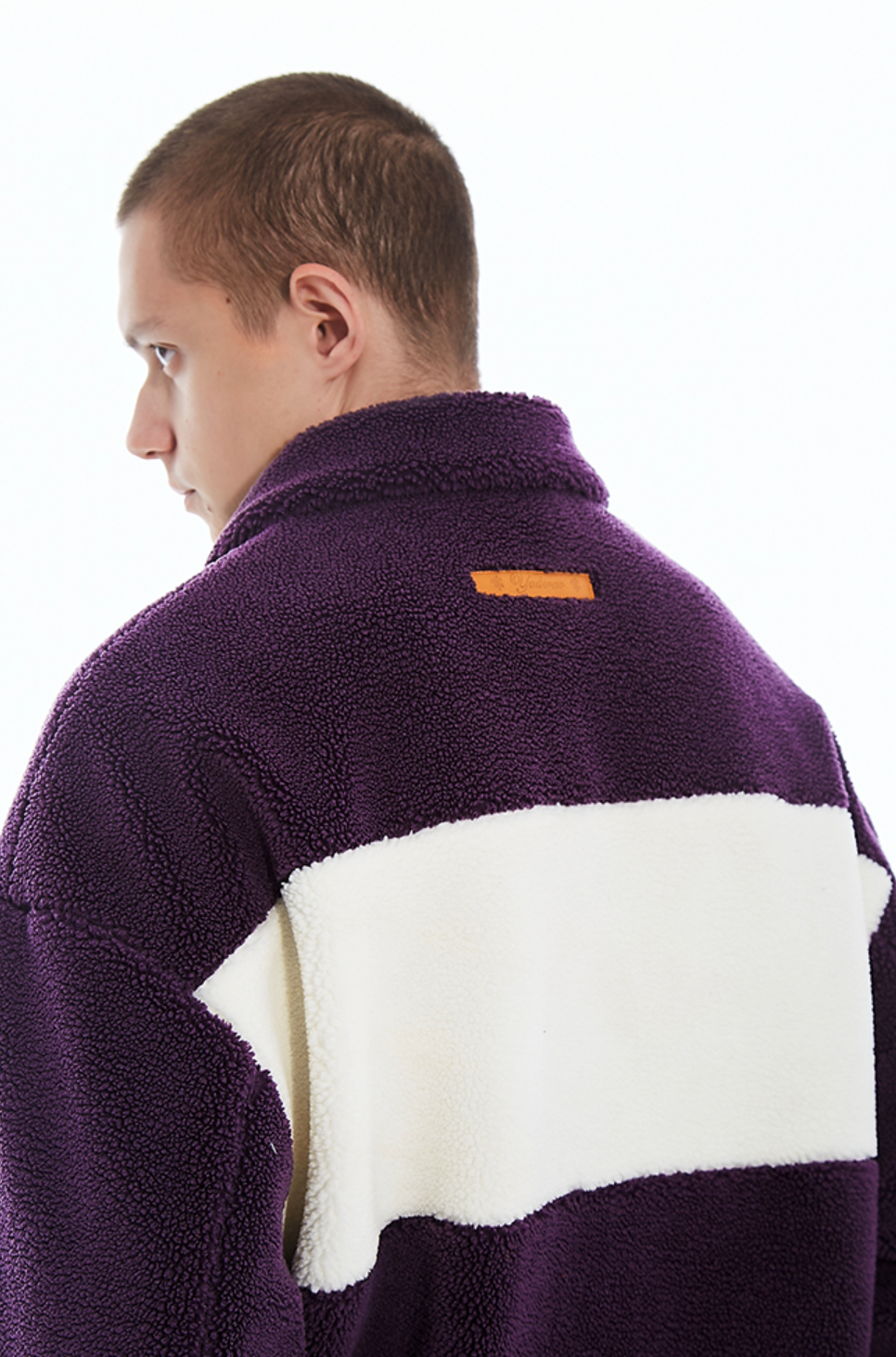 YADcrew Logo Lapel Sherpa Fleece Jacket