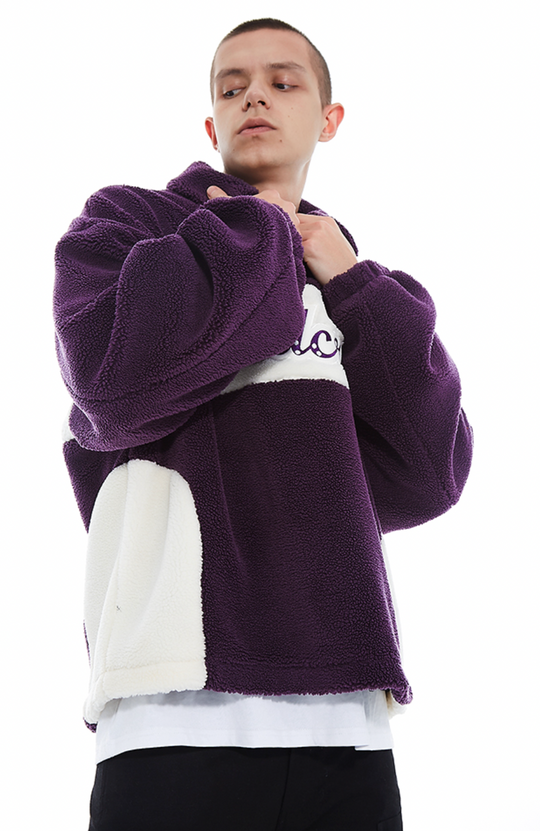 YADcrew Logo Lapel Sherpa Fleece Jacket