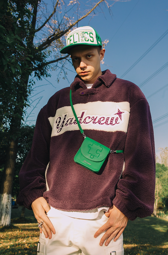 YADcrew Logo Lapel Sherpa Fleece Jacket