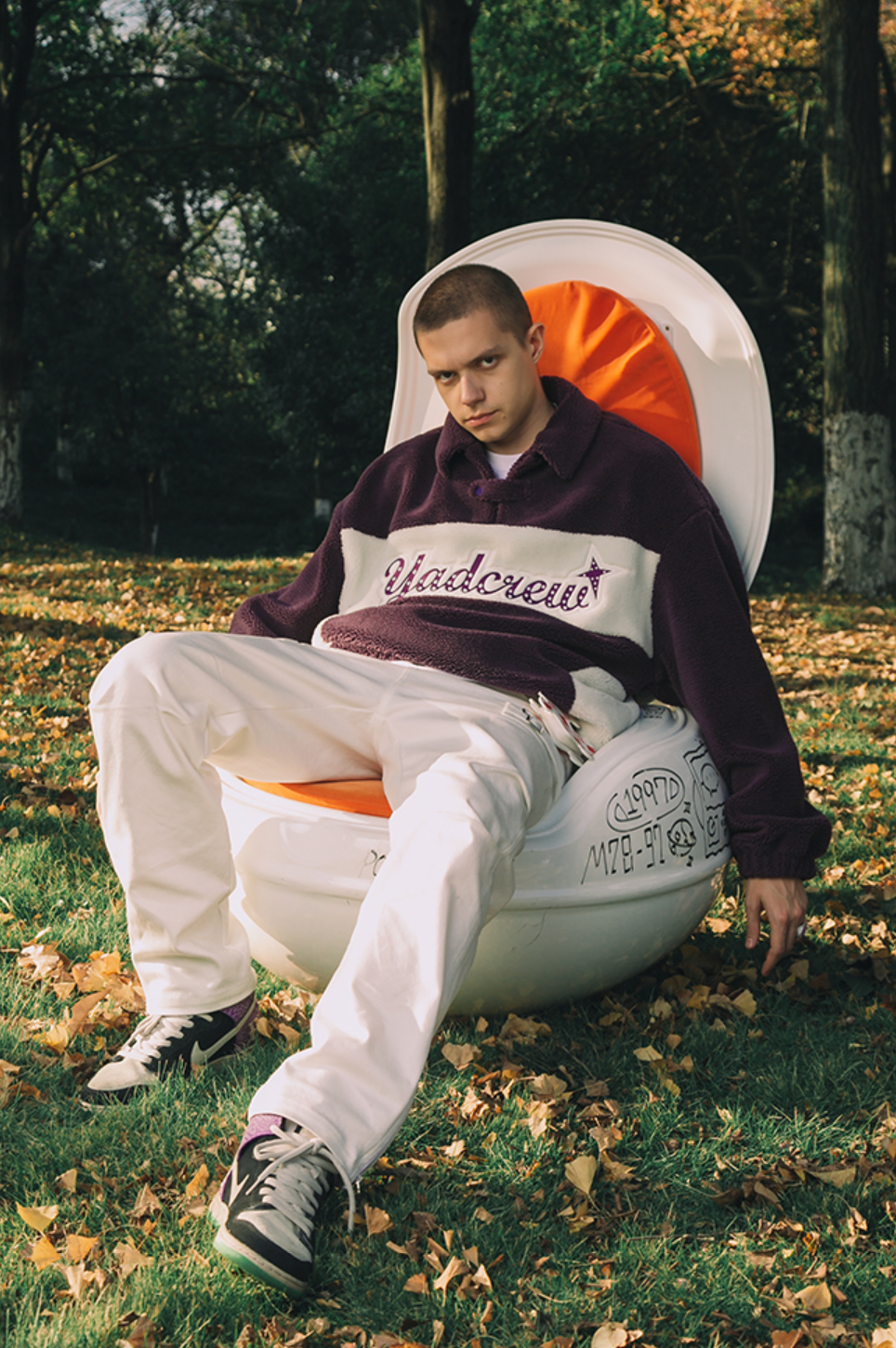 YADcrew Logo Lapel Sherpa Fleece Jacket