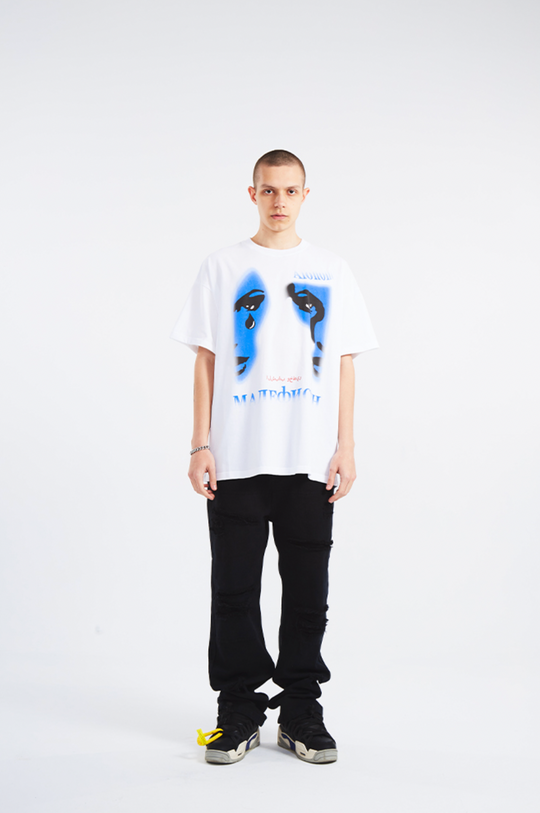 YADcrew Abstract Face Print Tee