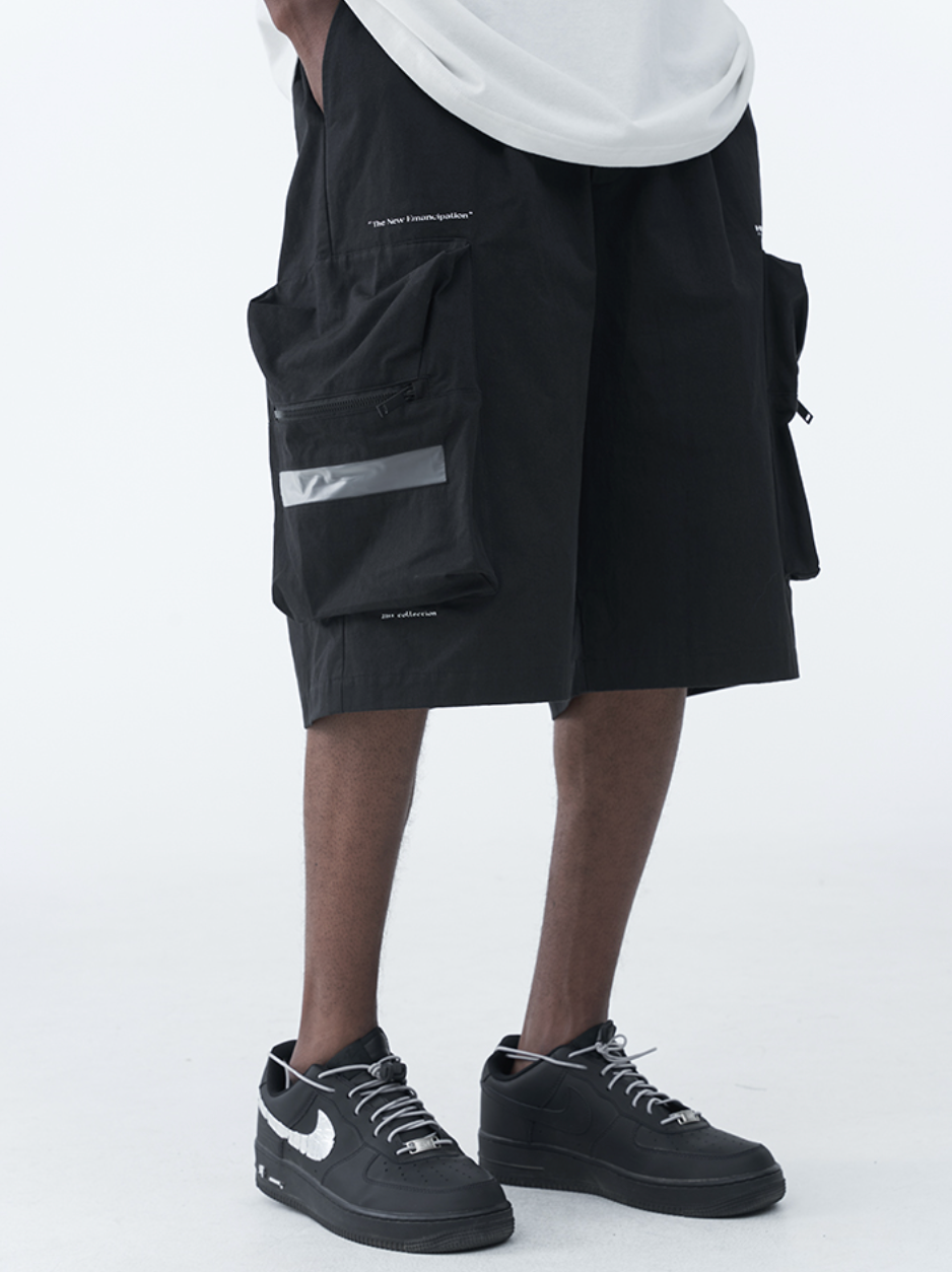 Harsh and Cruel PVC Stitching Pleated Functional 3D Large Pocket Shorts