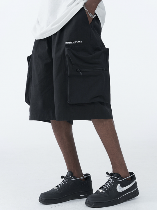 Harsh and Cruel PVC Stitching Pleated Functional 3D Large Pocket Shorts