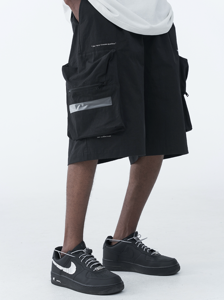 Harsh and Cruel PVC Stitching Pleated Functional 3D Large Pocket Shorts