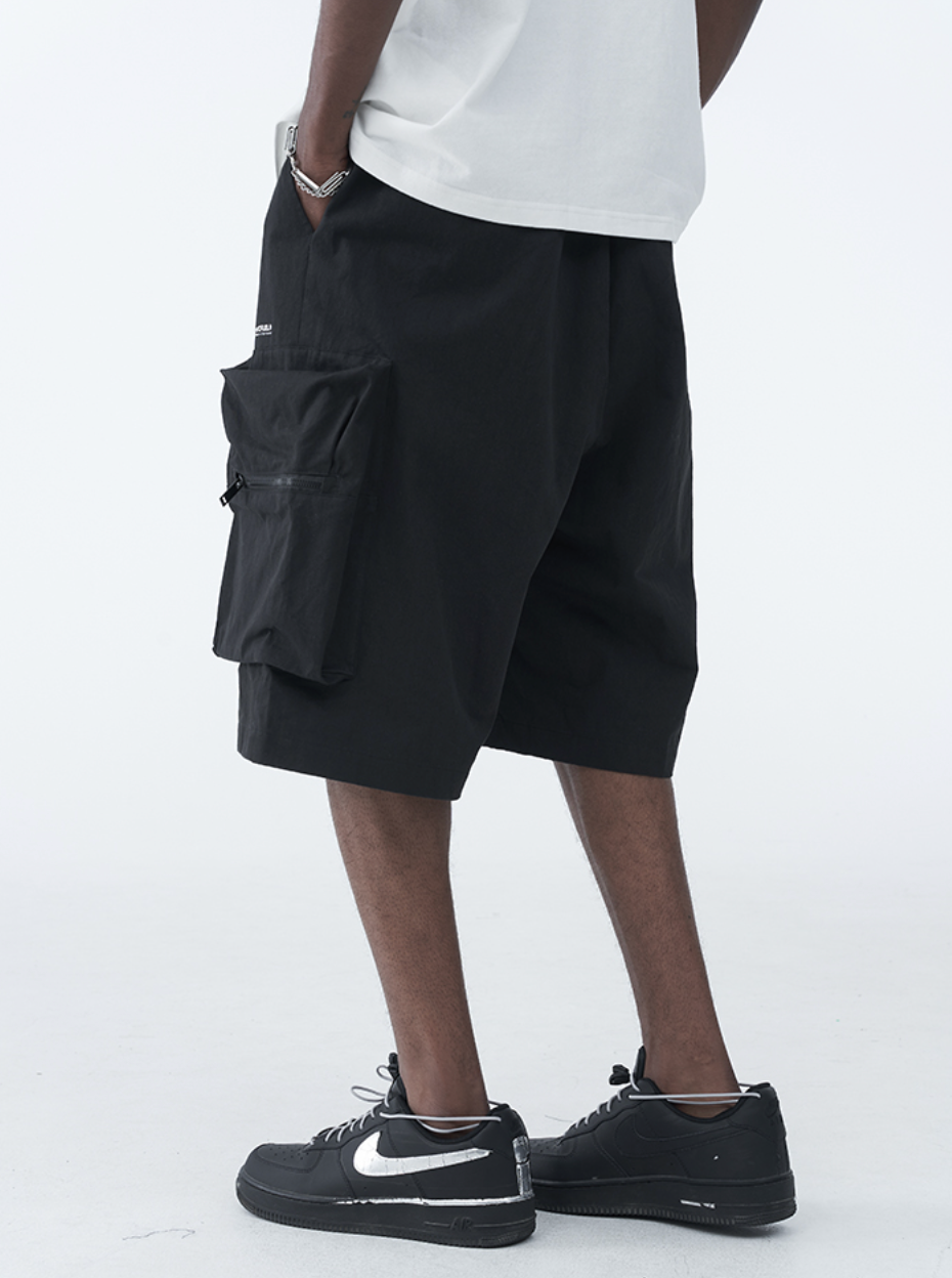 Harsh and Cruel PVC Stitching Pleated Functional 3D Large Pocket Shorts