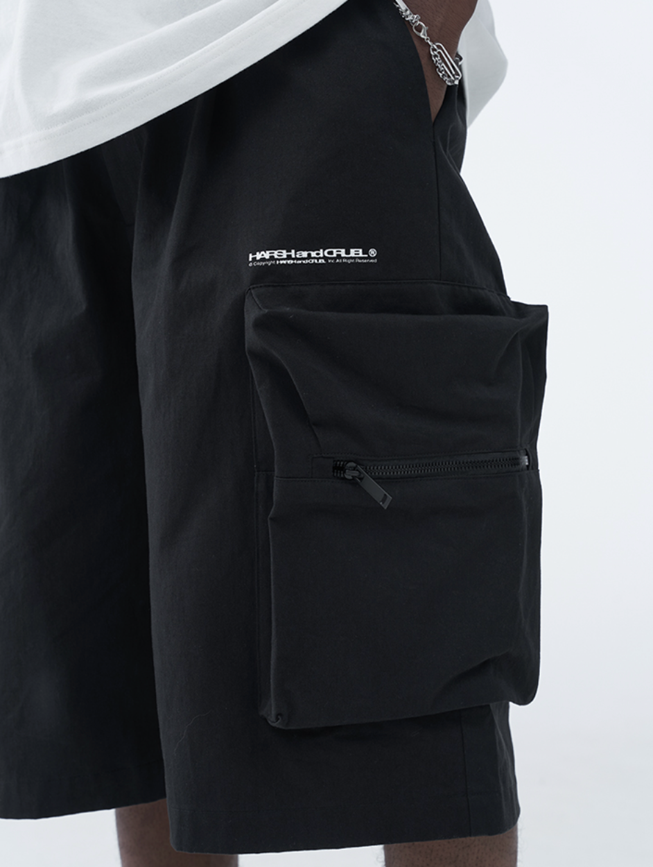 Harsh and Cruel PVC Stitching Pleated Functional 3D Large Pocket Shorts