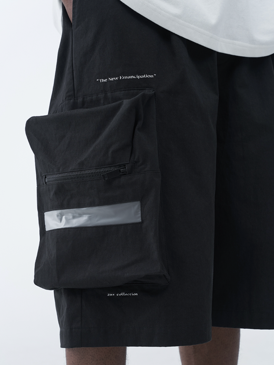 Harsh and Cruel PVC Stitching Pleated Functional 3D Large Pocket Shorts