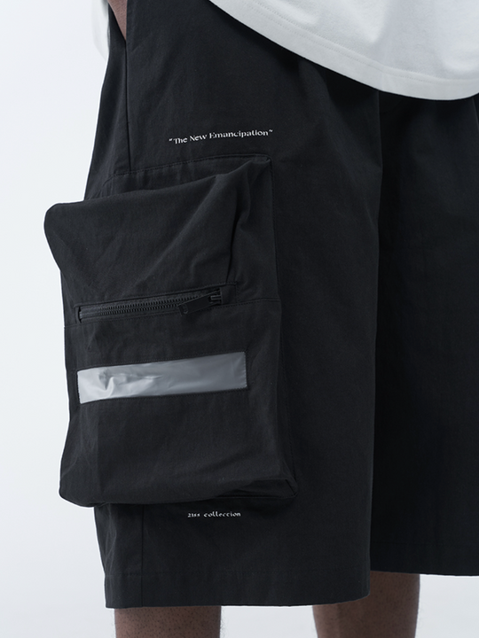 Harsh and Cruel PVC Stitching Pleated Functional 3D Large Pocket Shorts