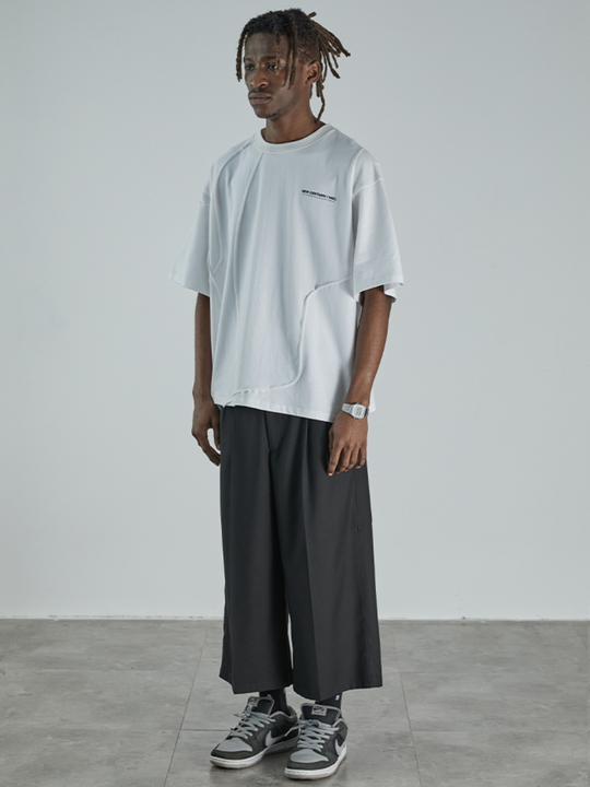 Harsh and Cruel Split Cropped Trousers Drape Slacks