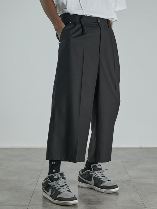 Harsh and Cruel Split Cropped Trousers Drape Slacks