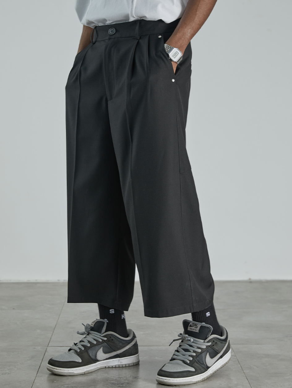 Harsh and Cruel Split Cropped Trousers Drape Slacks