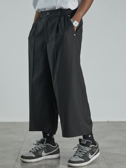 Harsh and Cruel Split Cropped Trousers Drape Slacks