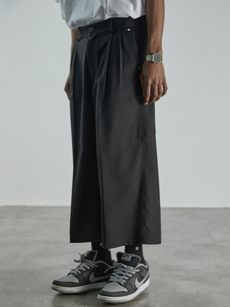 Harsh and Cruel Split Cropped Trousers Drape Slacks