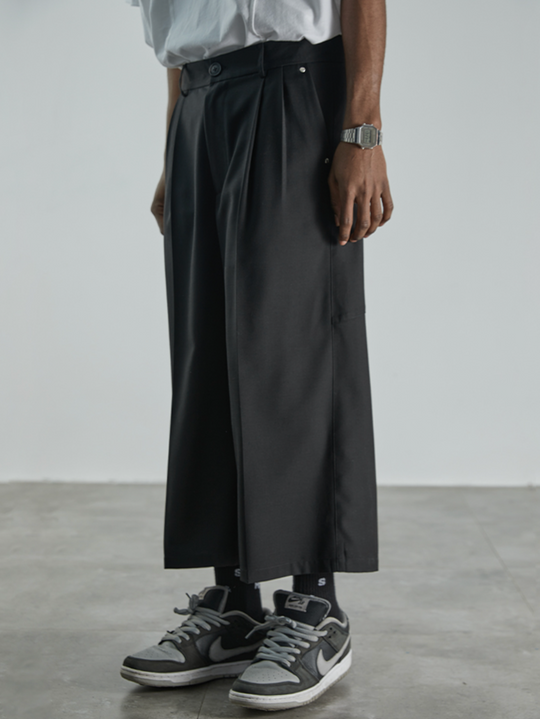 Harsh and Cruel Split Cropped Trousers Drape Slacks