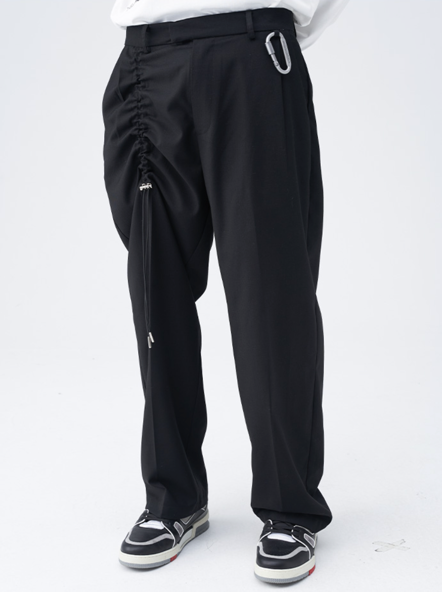 Harsh and Cruel Carabiner Pleated Loose Suit Trousers