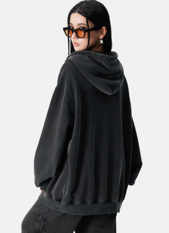 MEDM Flocking Embroidery Printed Zipper Hoodie