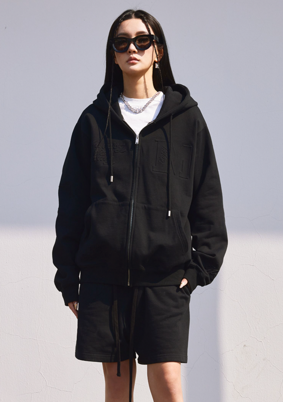 MEDM Embossed Zipper Hoodie