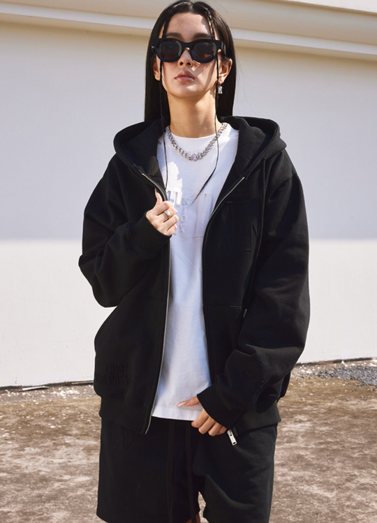 MEDM Embossed Zipper Hoodie