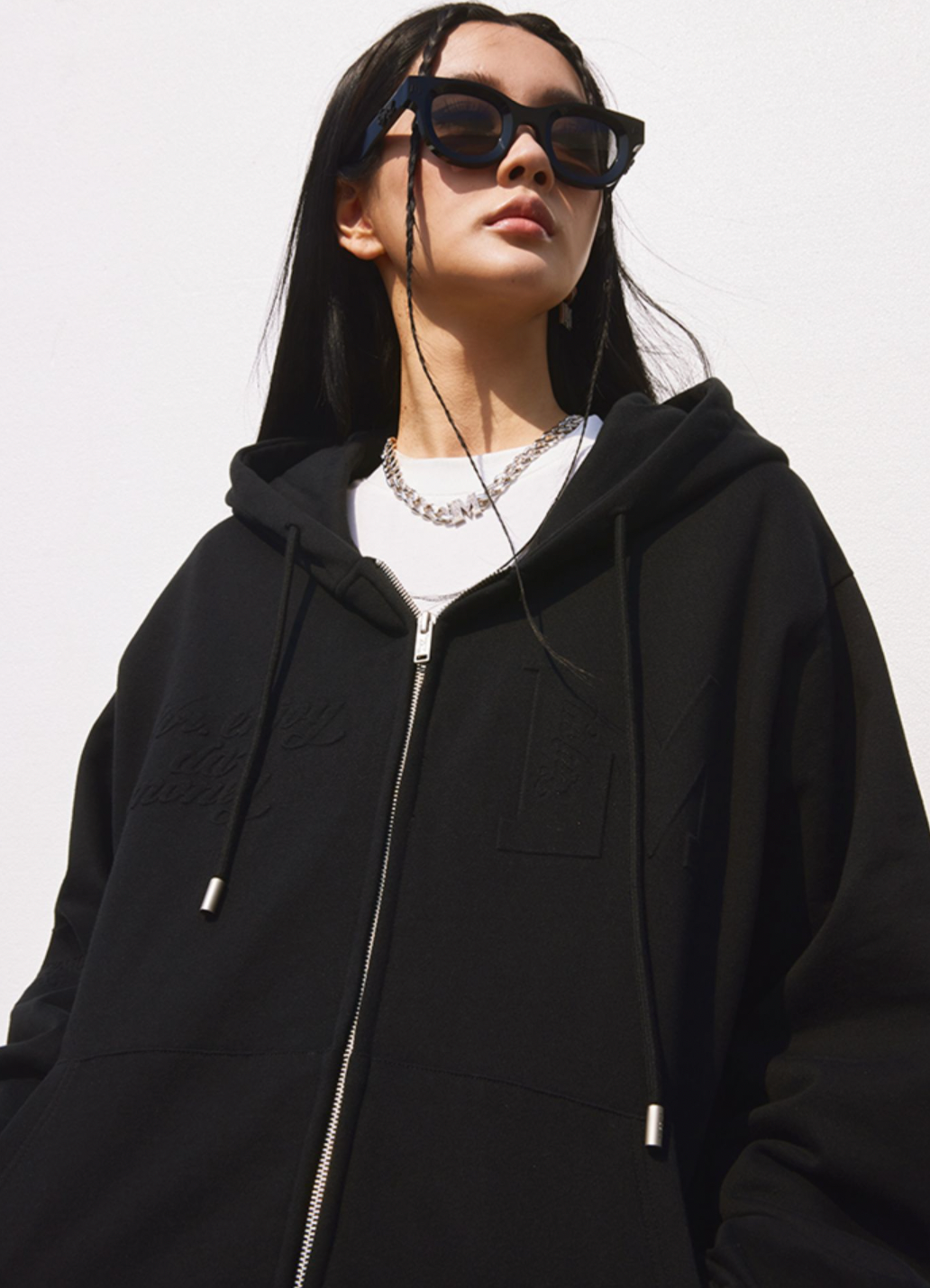MEDM Embossed Zipper Hoodie