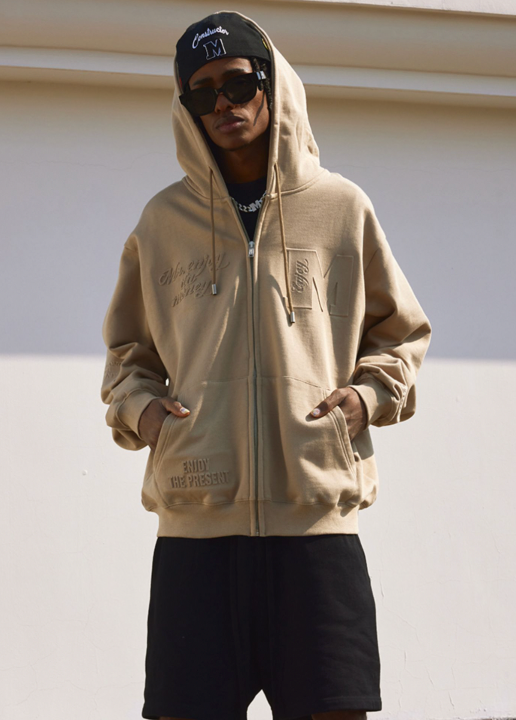 MEDM Embossed Zipper Hoodie