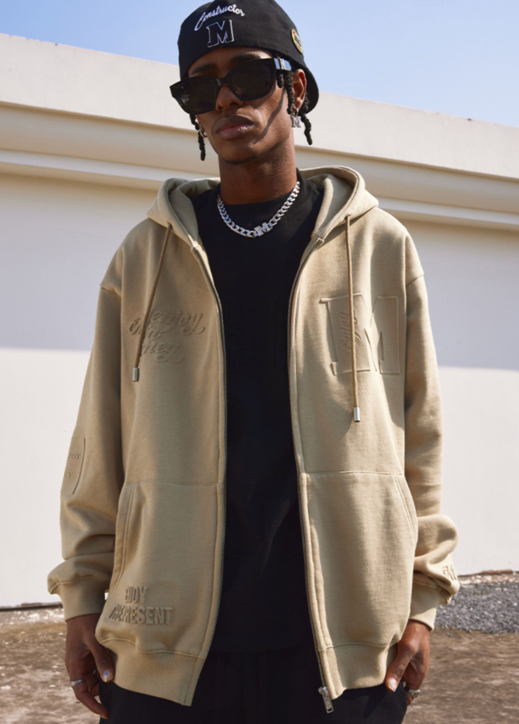 MEDM Embossed Zipper Hoodie