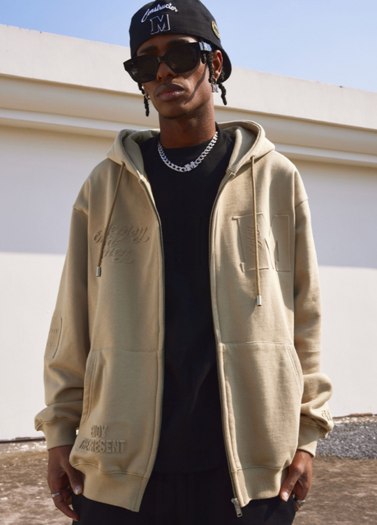 MEDM Embossed Zipper Hoodie