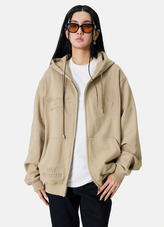 MEDM Embossed Zipper Hoodie