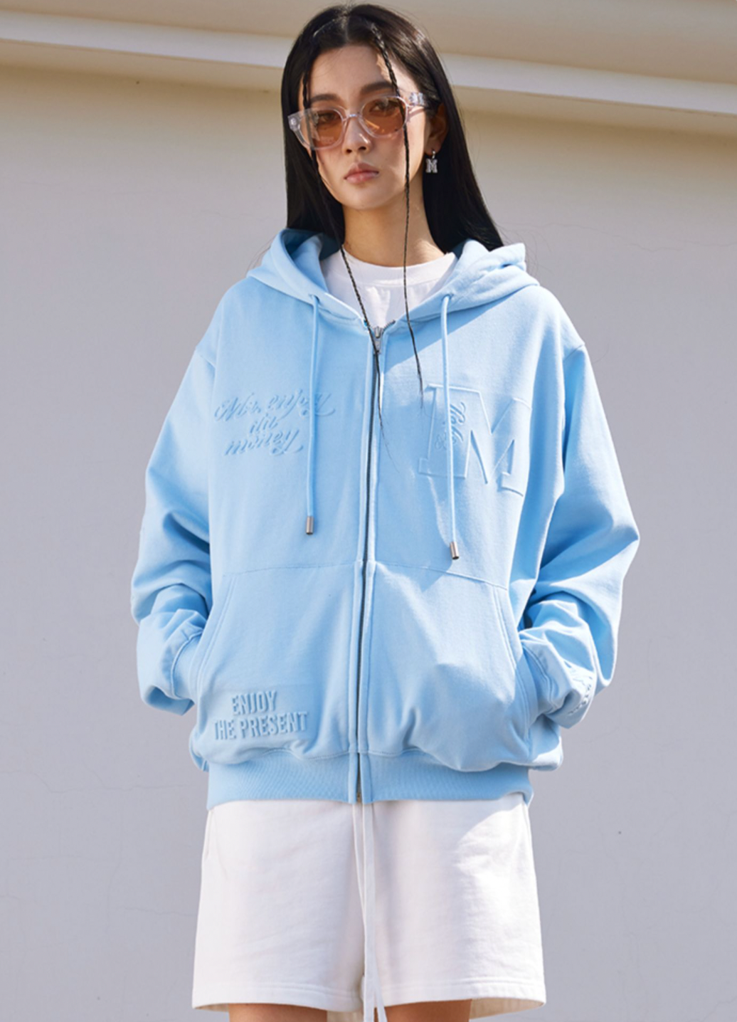 MEDM Embossed Zipper Hoodie