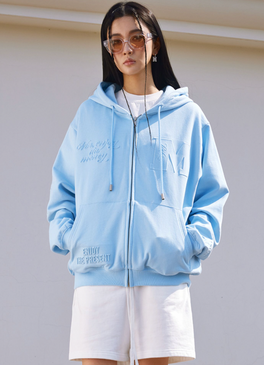 MEDM Embossed Zipper Hoodie